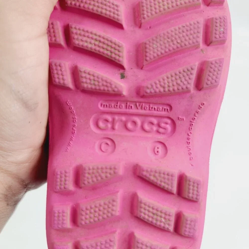 Crocs Girls' Candy Pink Handle It Mid-Calf Pull-On‎ Rain Boots Size US 6